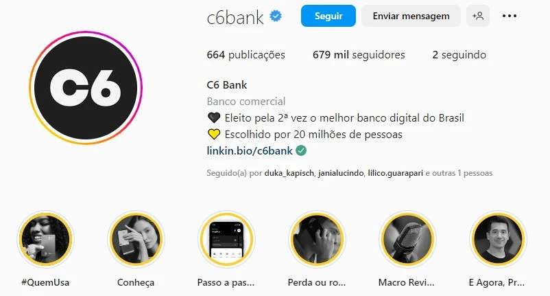 instagram banco digital c6