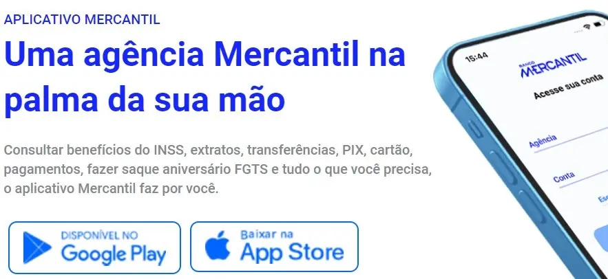 aplicativo móvel do Banco Mercantil